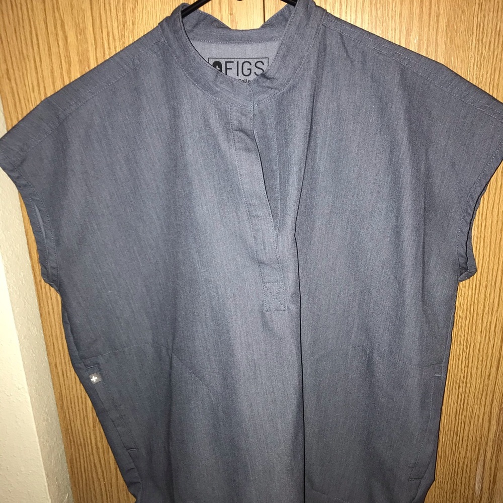 Rafaela mandarin collar heather denim size small.